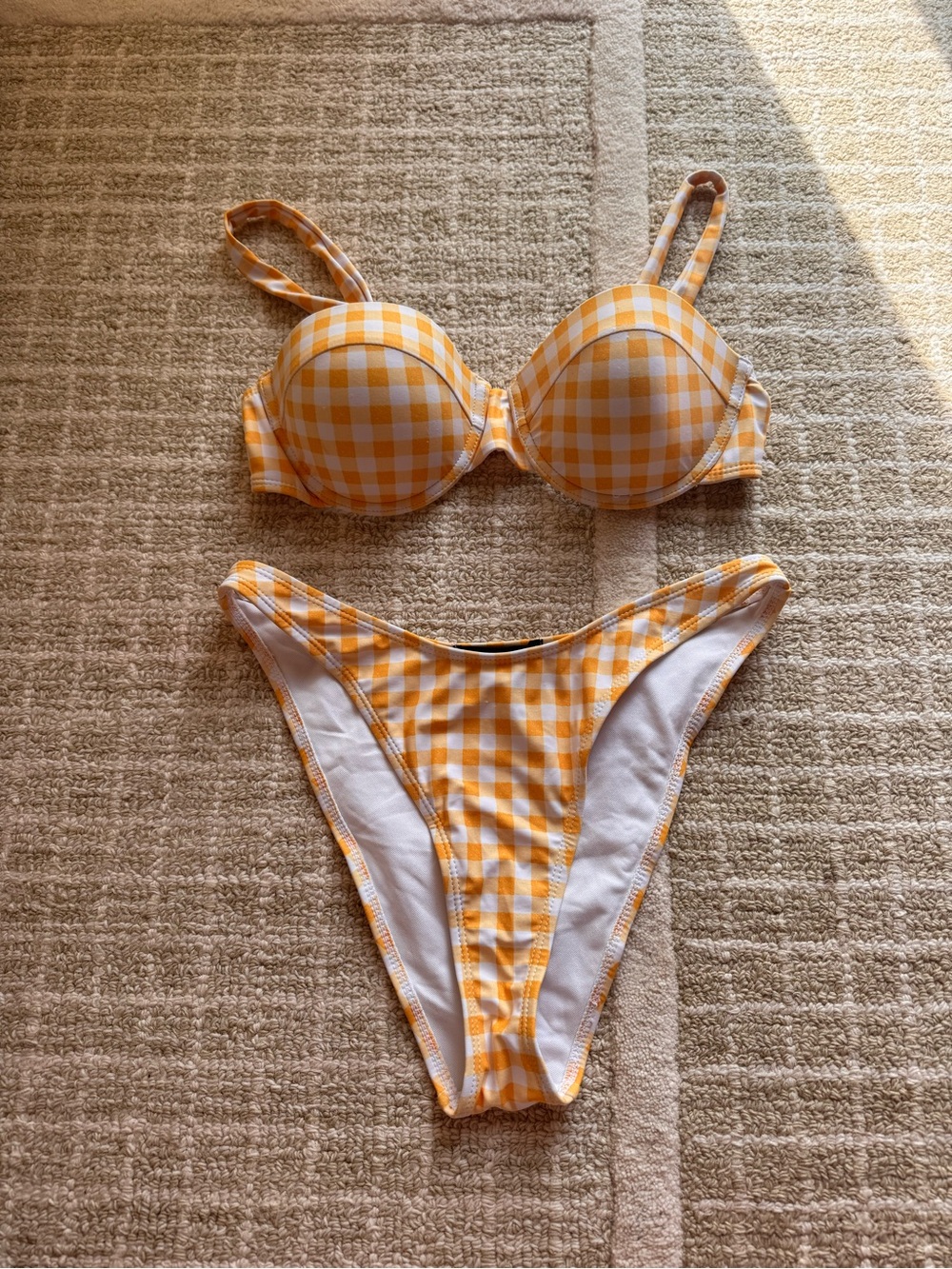 Missguided + Yellow Gingham Push-Up Bikini